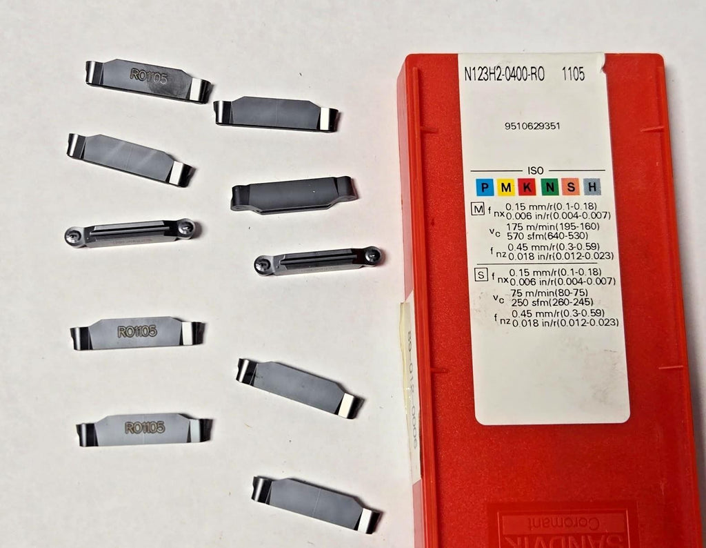 SANDVIK Coromant N123H2-0400-RO 1105 Carbide Inserts Grooving Lathe 10 Pcs New
