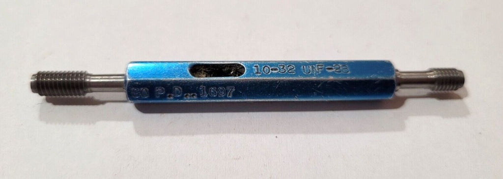 10-32 UNF-2B GO & NO GO Thread Plug Gages GO P.D. .1697 & NOGO .1736