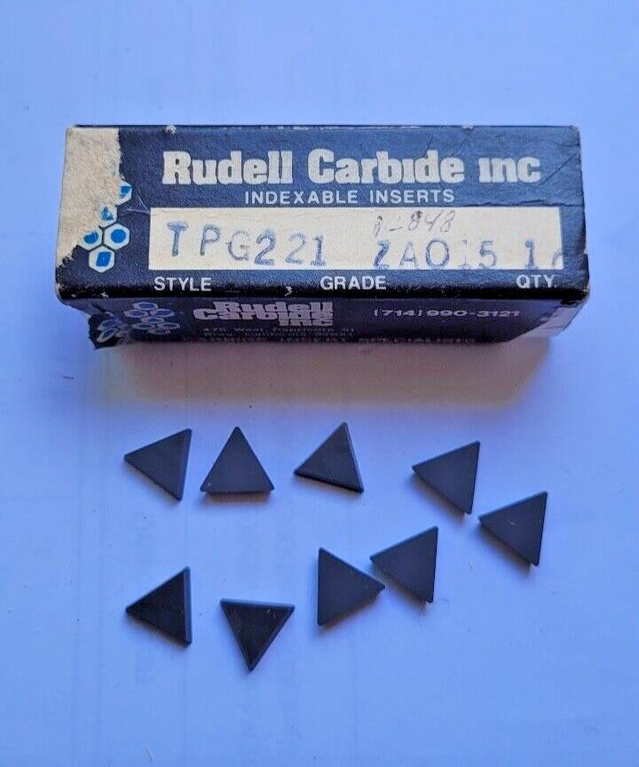 9 Pcs Rudell Carbide TPG 221 Indexable Carbide Inserts