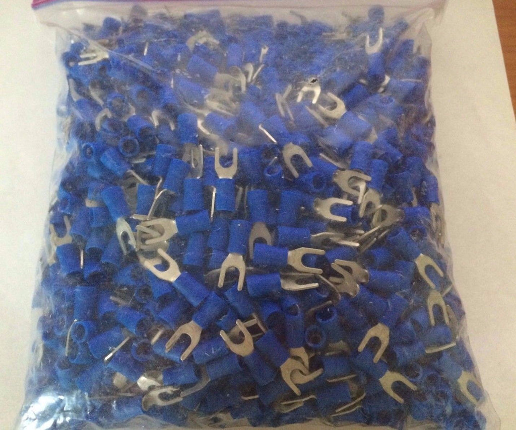 Lot of 100 Pcs 16-14 2-4 Blue Spade Connector Electrical Terminals Wire Butt New