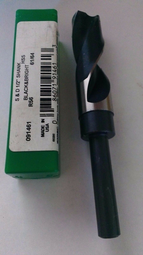 Black & Bright S & D Precision Twist Drill 1/2" Shank 61/64 HSS R56 091461 New