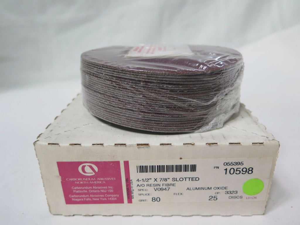 Carborundum Abrasives 25 4 1/2 x 7/8" A/O Resin Fiber Slotted Disc 10598 Grit 80
