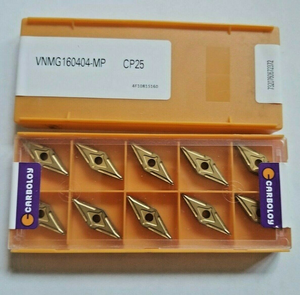 10 Pcs CARBOLOY VNMG 160404-MP CP25 Carbide Inserts Lathe Tools New Gold