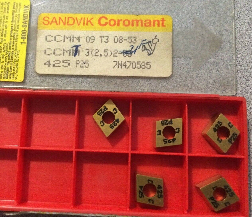 SANDVIK Coromant CCMM 09 T3 08-53 CCMT 425 P25 Lathe Mill Carbide 5 Inserts Gold