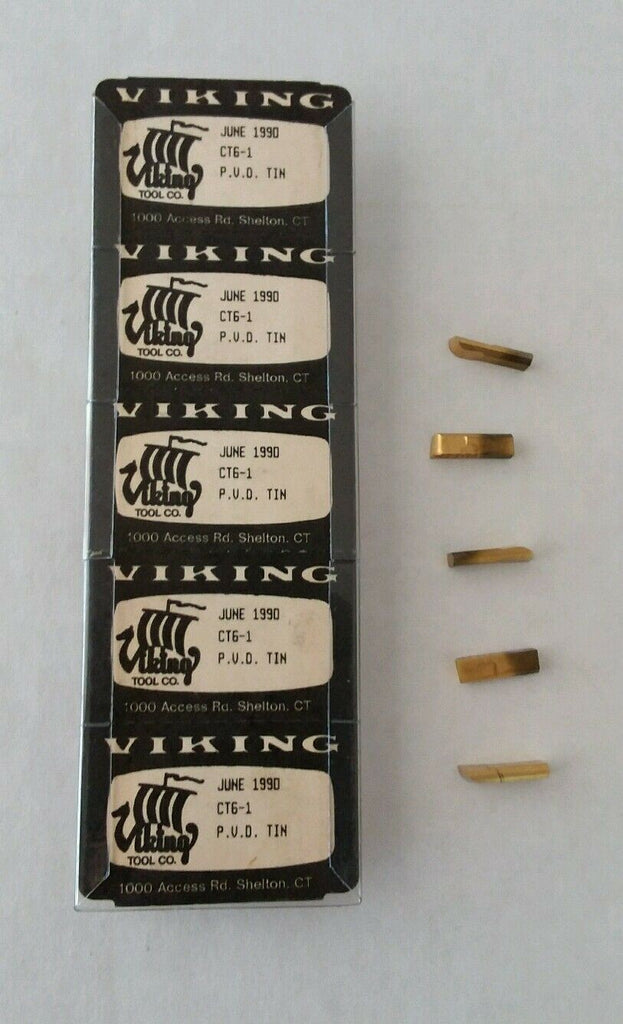 Viking 5pcs CT6-1 P.V.D. Tin Carbide Inserts Grooving New