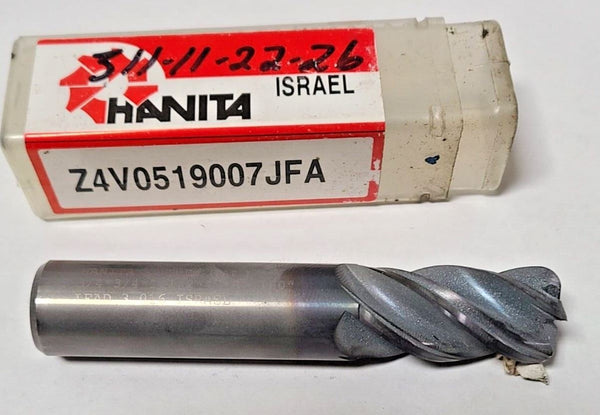 Hanita 3/4" Solid Carbide End Mill 4 Flutes 3/4 x 1-1/2 x 4 Resharpen VariMill