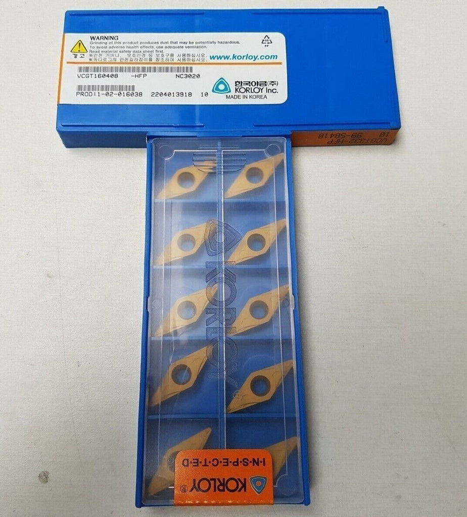 KORLOY VCGT 332 HFP NC3020 160408 Carbide Inserts Lathe Mill Tools Gold 10 Pcs