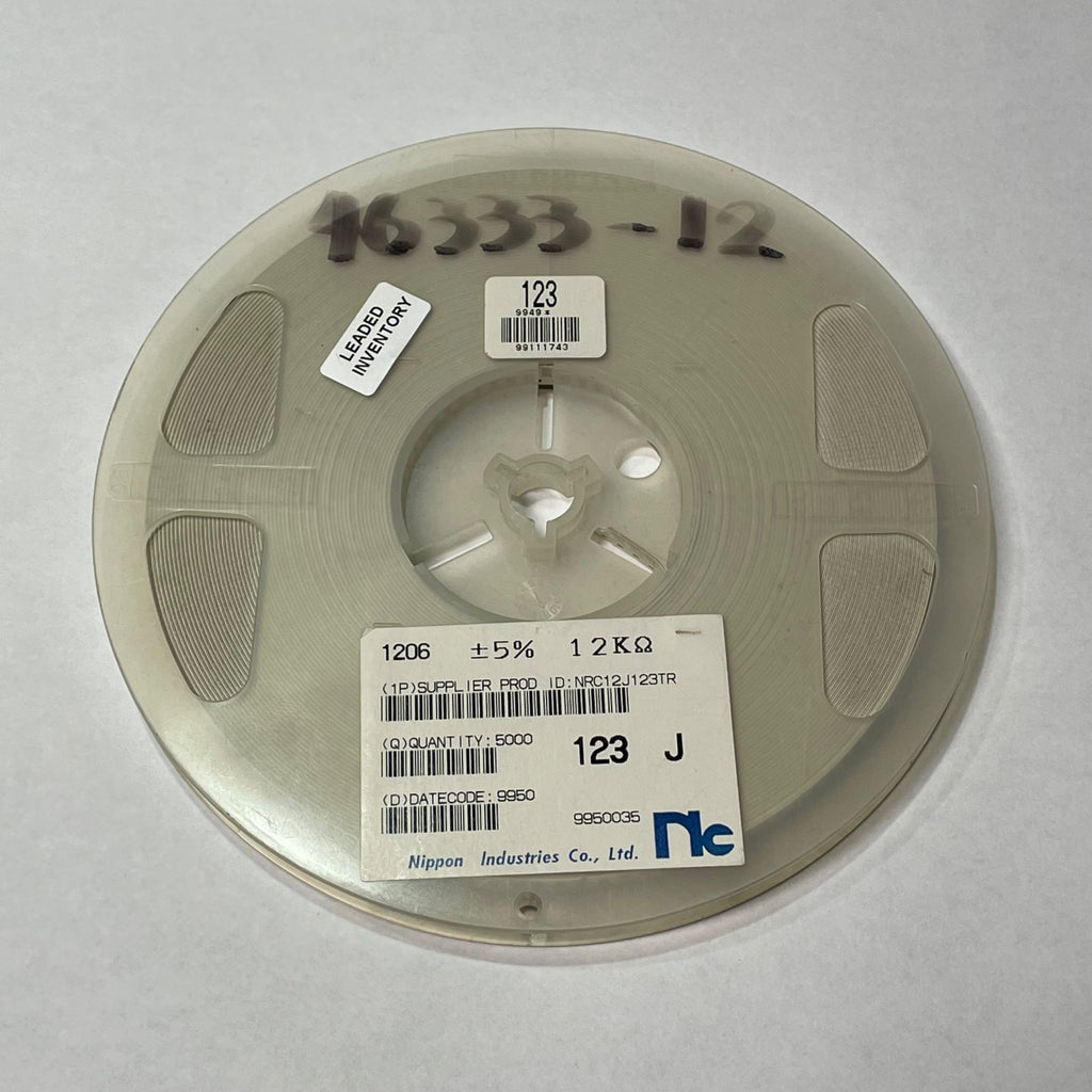 Reel of 5000 Nippon Industries NRC12J123TR Resistor 1206 5% 12KOhm SMD 46333-12