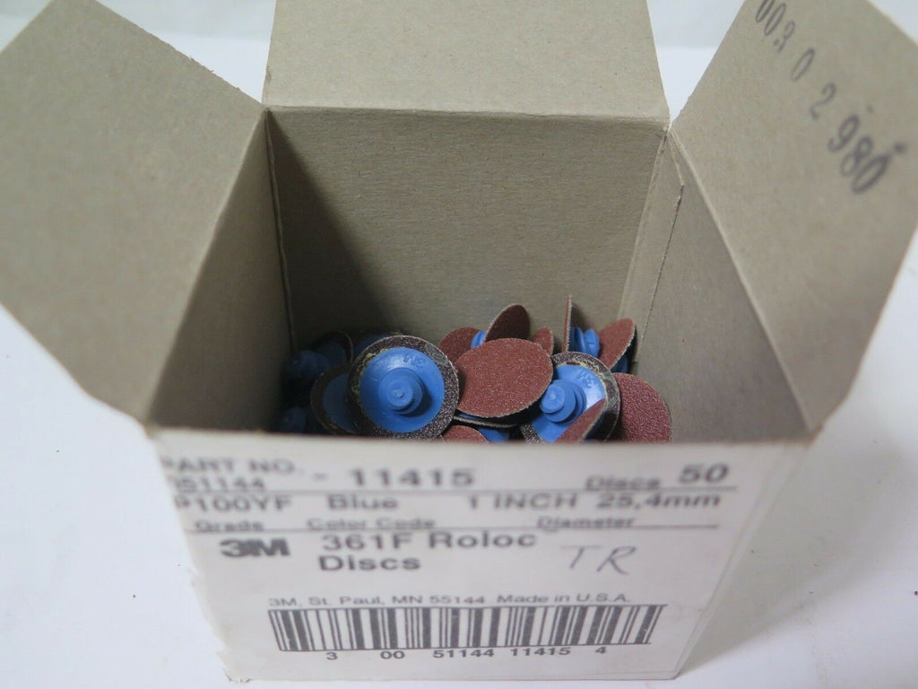 3M 1" 361F 11415 Roloc Blue Discs PN: 051144 P100YF Qty 50 Brand New