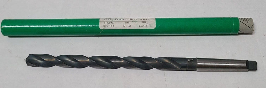 PRECISION TWIST DRILL 11/16" Extra Length Taper Shank High Speed Steel HSS New