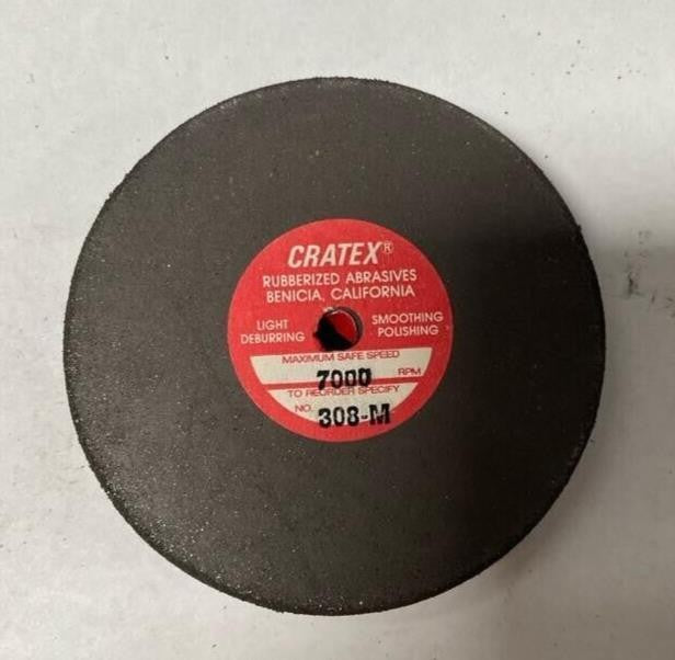 3 x 1/2 x 1/4 Cratex USA 308-M Wheel Rubberized Abrasive Smooth Polish 7000 RPM