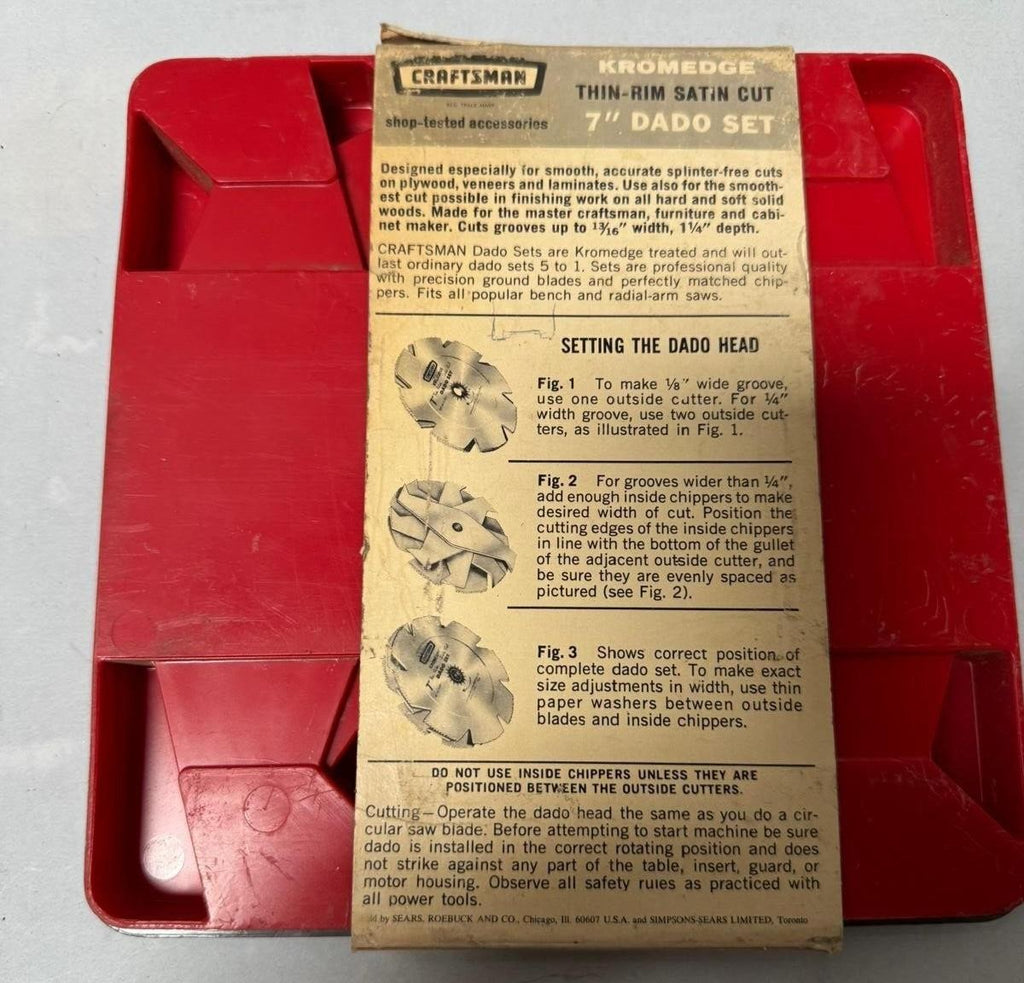 Sears Craftsman Stack Dado Blade Set 7" Kromedge Thin Rim Satin Cut