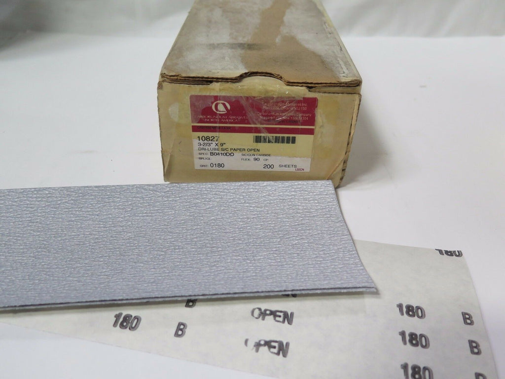 Carborundum Abrasives 3 2/3" x 9" S/C Dri-Lube Cut Paper Open 180 Grit 10827 New