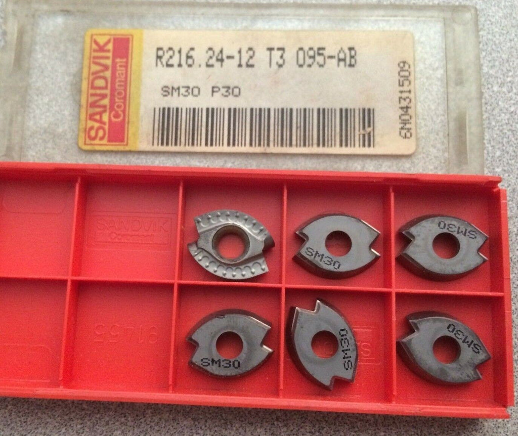 SANDVIK Coromant R216.24 12 T3 095 AB SM30 P30 Mill Lathe Carbide Inserts 6 Pcs