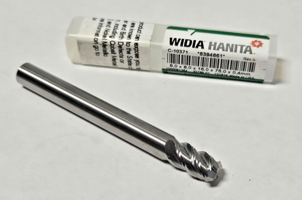 New WIDIA HANITA SOLID CARBIDE 8 x 8 x 16 x 76 x 0.4mm END MILL 4 FLUTE TOOL BIT