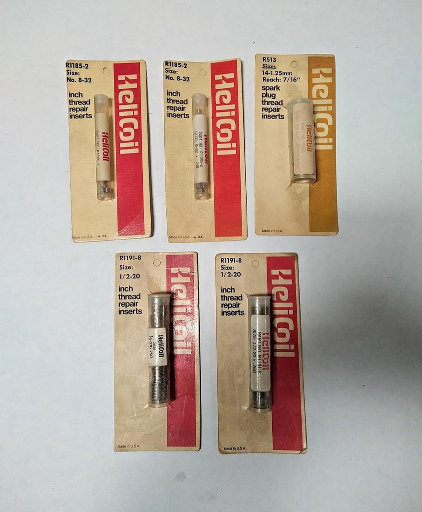 Lot of 5 Helicoil Inch Thread Repair Inserts 8-32 1/2-20 14-1.25mm Made in USA