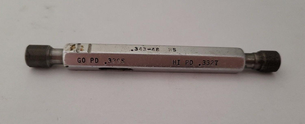 .343-48 NS GO & NO GO Thread Plug Gage GO P.D. .3295 & NOGO PD .3327