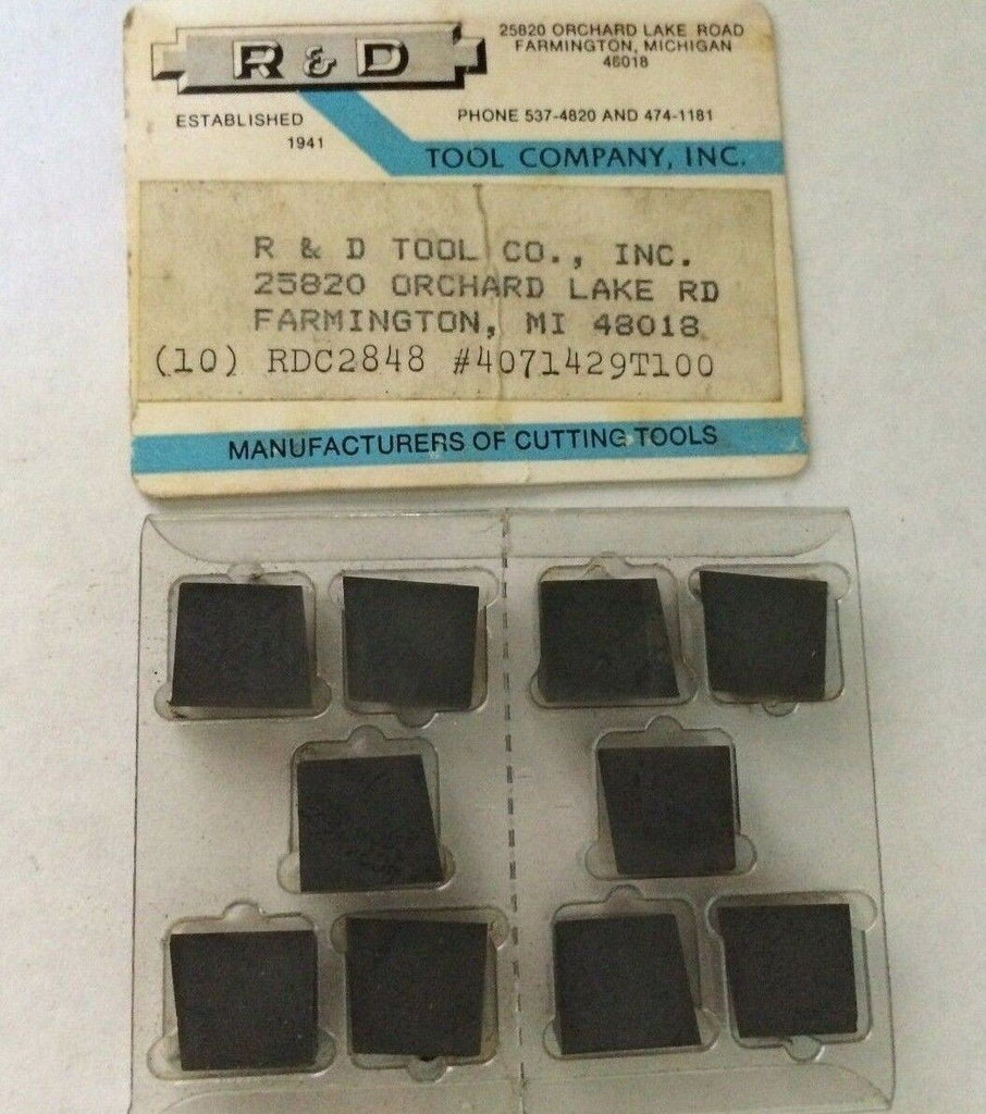 10 Pcs R&D RDC 2848 4071429 T-100 Lathe Mill Carbide Inserts New Tool Tools