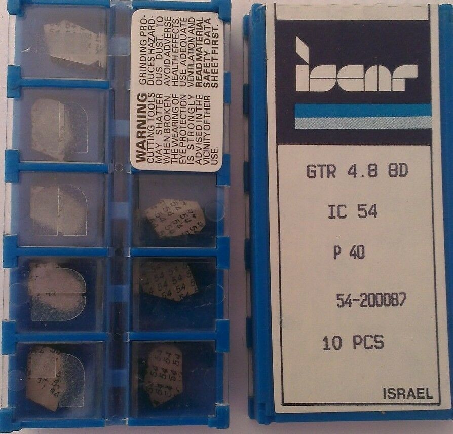 10 ISCAR Carbide Inserts GTR 4.8 8D IC 54 P40 Lathe Cut Off Self-Grip Grooving