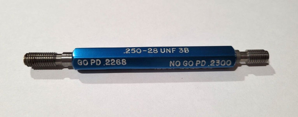 .250-28/ 1/4-28 UNF 3B  GO & NO GO Thread Plug Gage GO P.D. .2268 & NOGO .2300