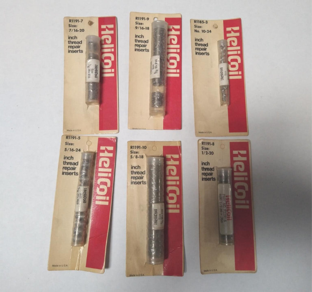 Lot of 6 Helicoil Inch Thread Repair Inserts 7/16" 1/2" 5/16" 5/8" 9/16" 10-24