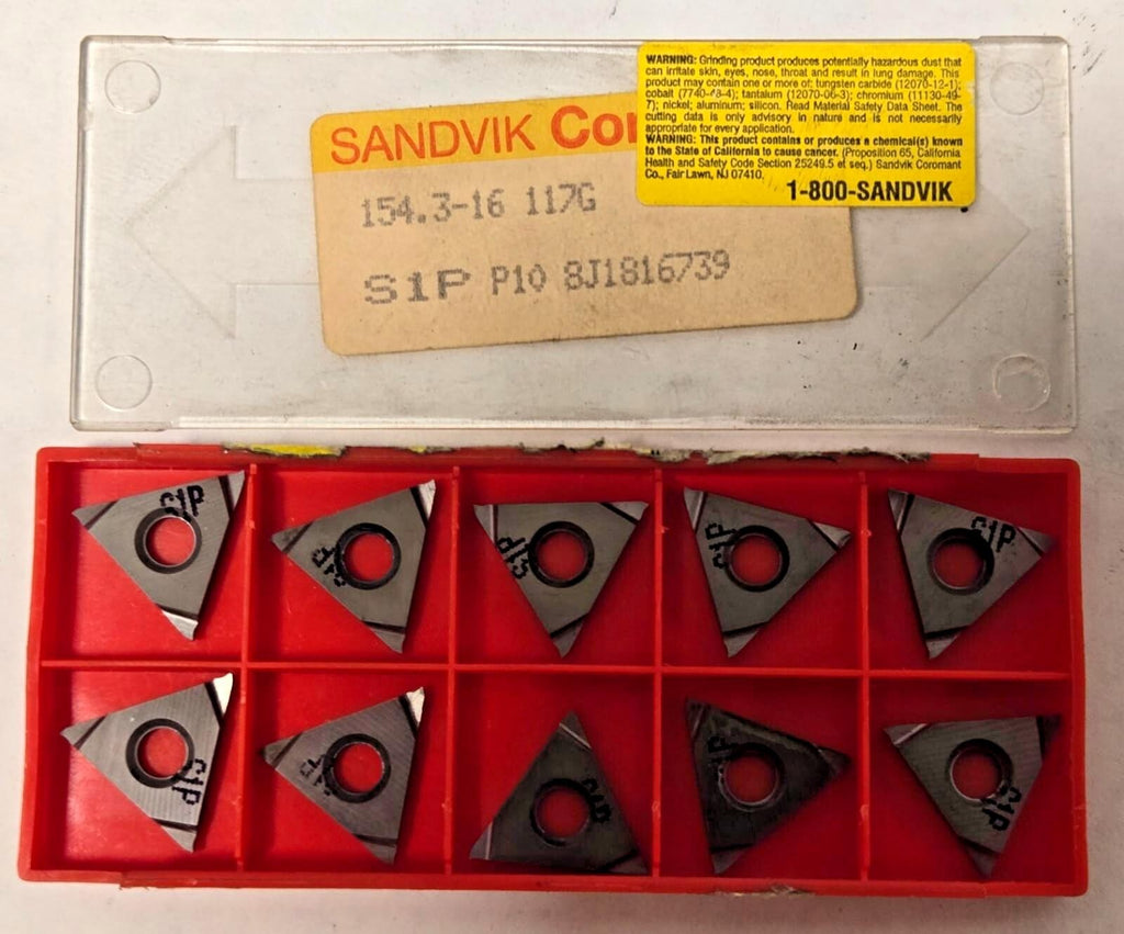SANDVIK Coromant 154.3-16 117G S1P P10 Threading Lathe Carbide Inserts 10 Pcs