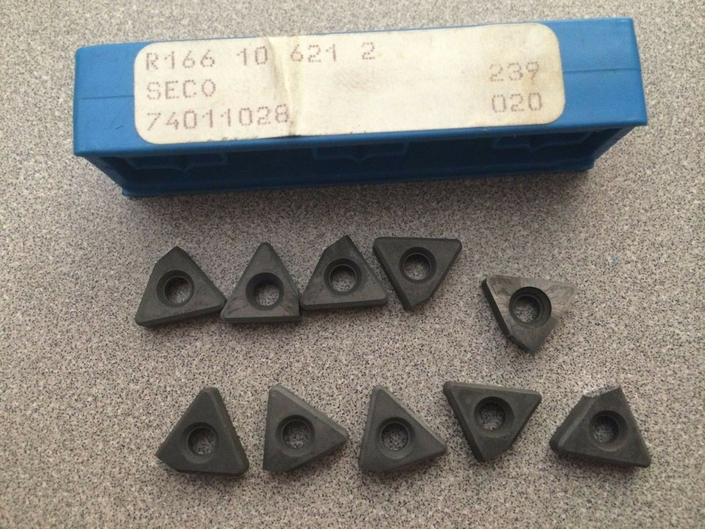 Seco R166 10 621 2 239 020 Threading Lathe Carbide Inserts 10 Pcs Tools New