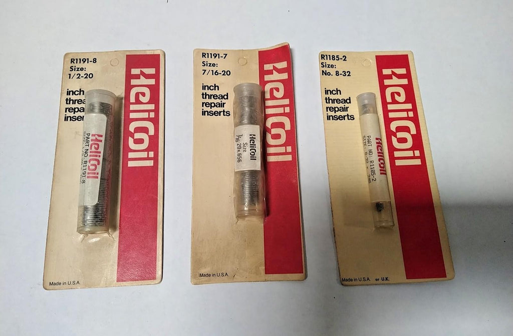 Lot of 3 Helicoil Inch Thread Repair Inserts 1/2-20 7/16-20 8-32 Made in USA