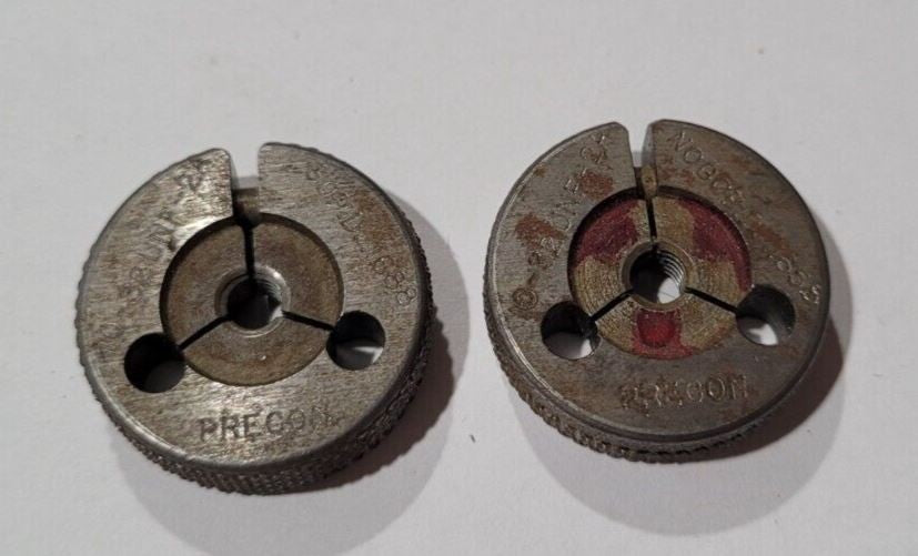 Set of 10-32 UNF-2A GO & NO GO Set Thread Ring Gage P.D. .1688 and .1658 Gages