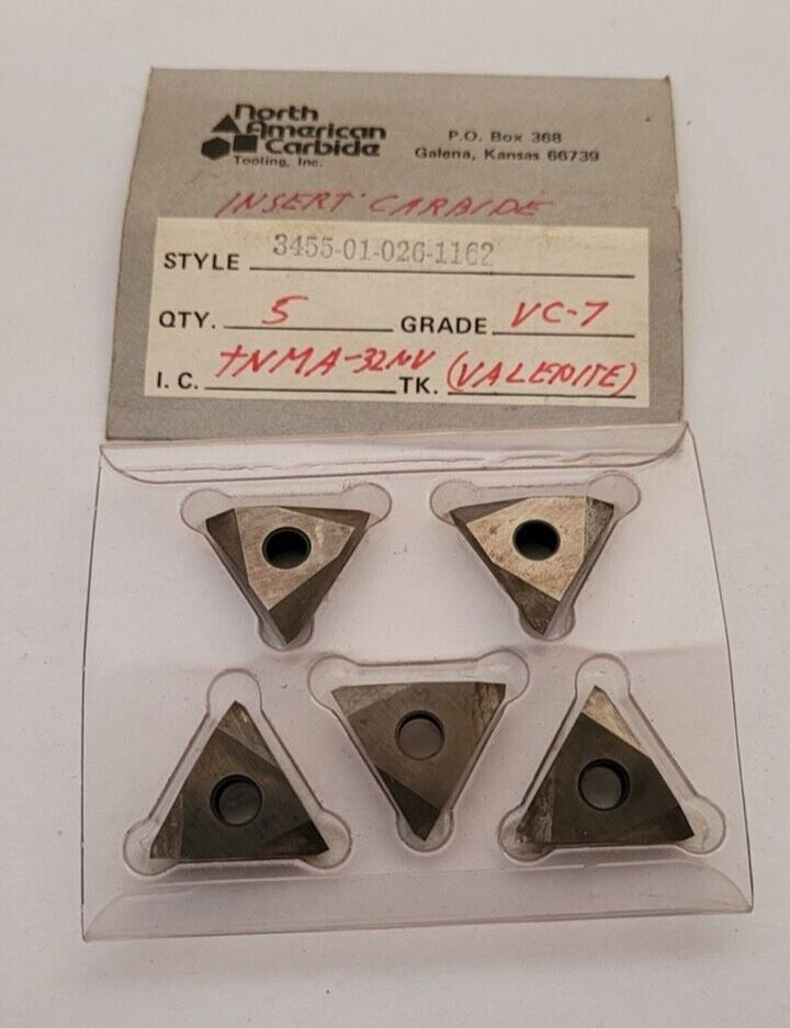5 Pcs VALENITE TNMA 32NV VC-7 Carbide Indexable Inserts Grooving Tools