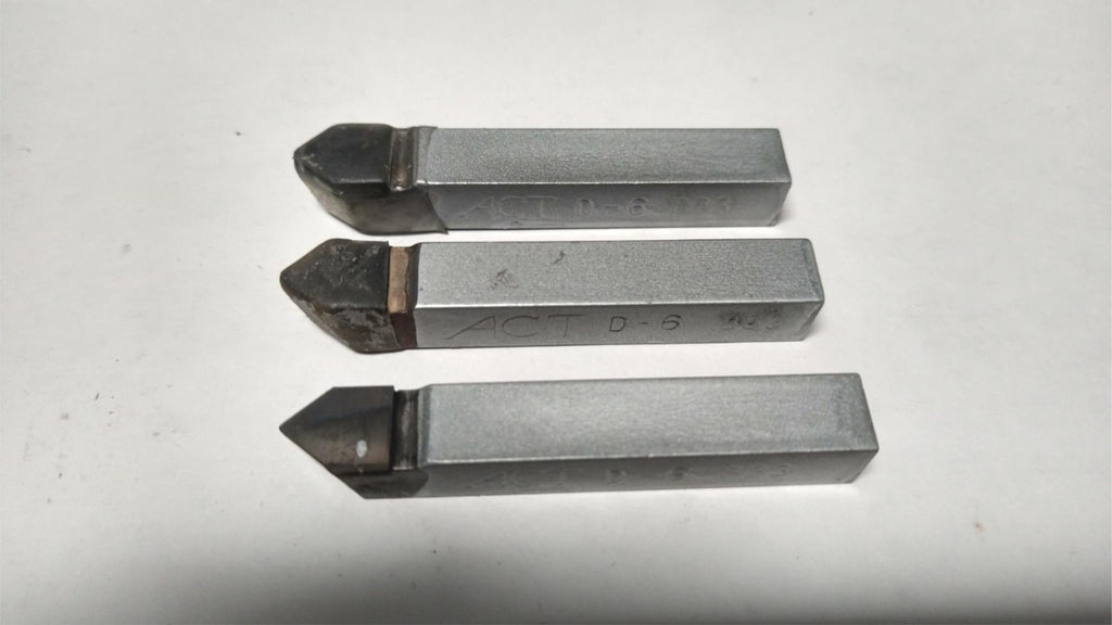 ACT Brazed Tipped Carbide Lathe Tool Bit 3/8" Shank D-6 883 USA Made Lot of 3