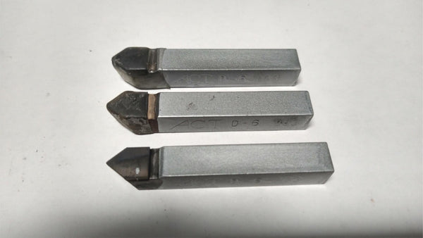 ACT Brazed Tipped Carbide Lathe Tool Bit 3/8" Shank D-6 883 USA Made Lot of 3