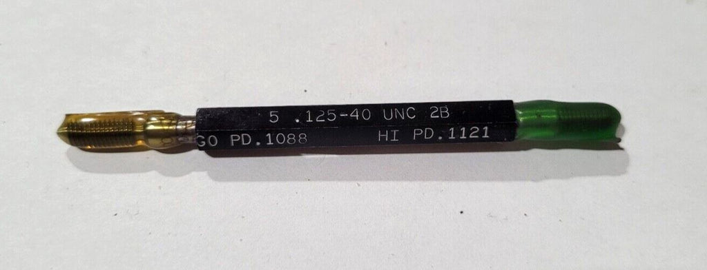 5  .125-40 UNC 2B GO & NO GO Thread Plug Gage GO P.D. .1088 & HIPD .1121
