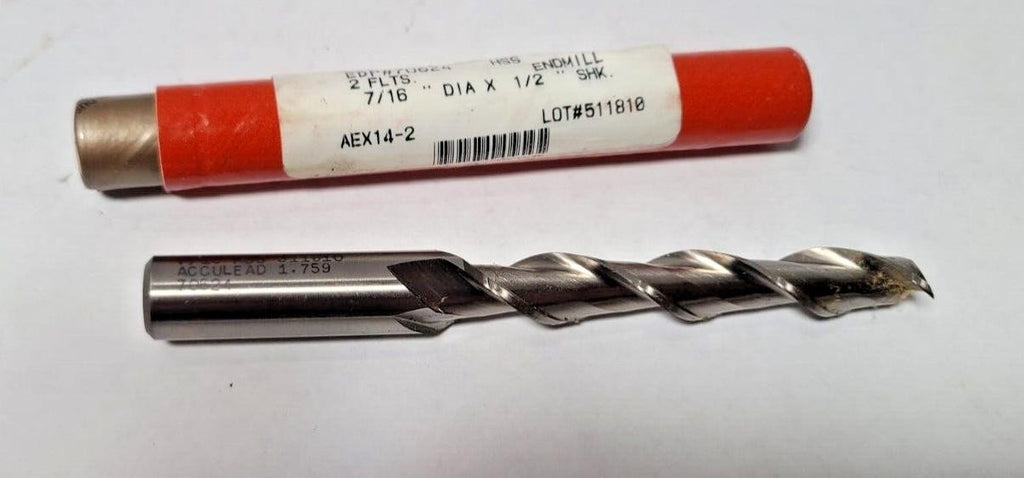 BRUBAKER Tool USA 2 Flutes HSS High Speed Steel End Mill 7/16 Dia x 1/2 Shank