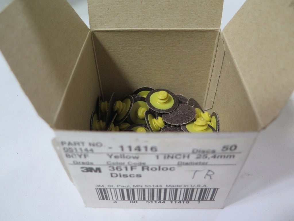 3M 1" 361F 11416 Roloc Yellow Discs PN: 051144 P80YF Qty 50 Brand New