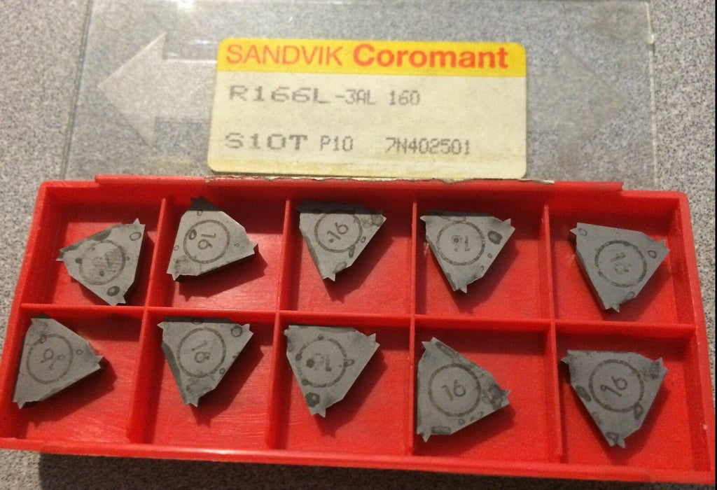SANDVIK Coromant R166L 3AL 160 S10T P10 Threading Lathe Carbide Inserts 10 Pcs