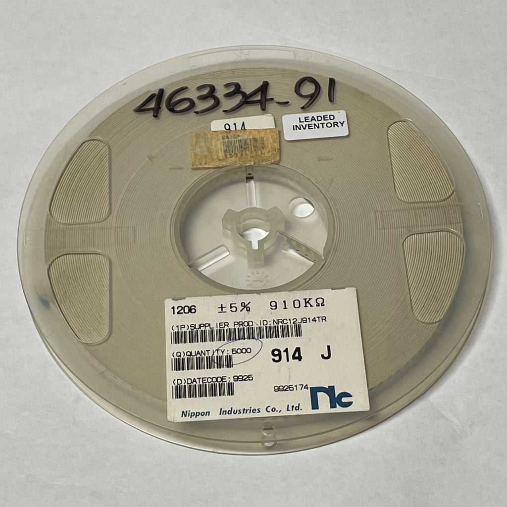 Reel of 5000 Nippon Industries NRC12J914TR 1206 +/- 5% 910K Ohm 46334-91