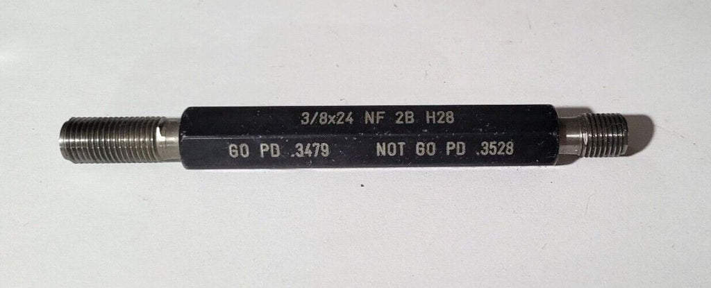 3/8x24 NF 2B H28 Thread Plug Gage GO & NO GO P.D. .3479 & NOGO PD .3528