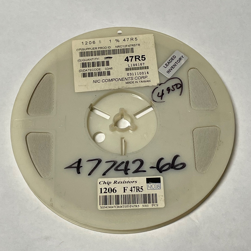 Reel of 4800 NIC COMPONENTS NRC12F47R5TR 1206 +/- 1% 47R5 47742-66
