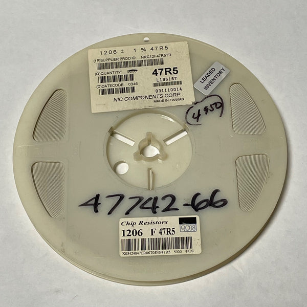 Reel of 4800 NIC COMPONENTS NRC12F47R5TR 1206 +/- 1% 47R5 47742-66