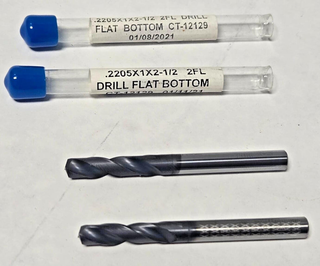 2 California Tool .2205 x 1 x 2-1/2 Flat Bottom Drill 2 FL Carbide CT-12129 New