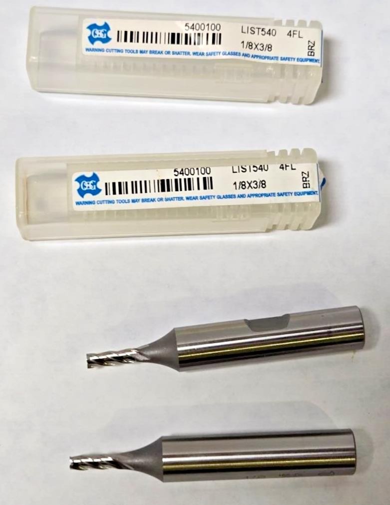 1/8" OSG 5400100 1/8 x 3/8 x 3/8 x 2-5/16" 4F Cobalt Square End Mill Lot of 2