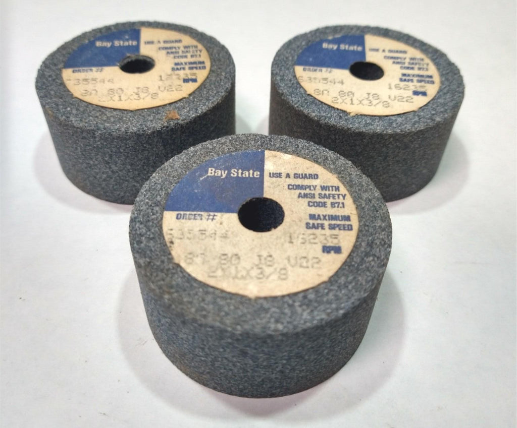 2x1/2x3/8 Bay State Abrasive Grinding Disc Wheel 8A 80 J8 V22 USA Lot of 3