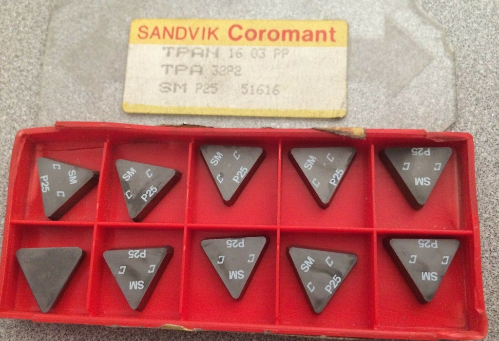 SANDVIK Coromant TPA 32 P2 TPAN 16 03 PP SM P25 Lathe Carbide Inserts 10 Pcs New