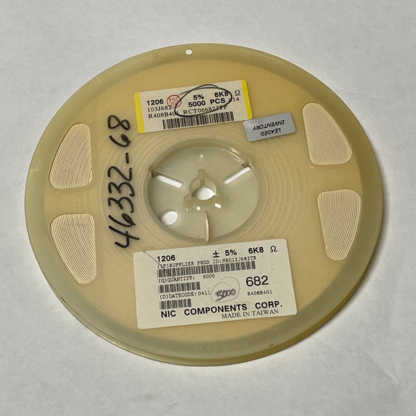 Reel of 5000 NIC COMPONENTS NRC12J682TR 1206 +/- 5% 6K8 Ohm 46332-68