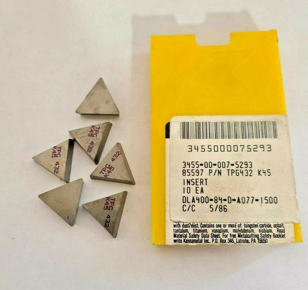 6 Pcs Kennametal TPG 432 K45 Lathe Carbide Inserts New Tool
