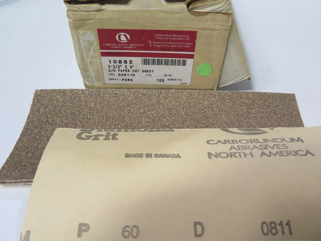 Carborundum Abrasives 60 Grit Cut 100 Sheets 10882 3-2/3" x 9" Jitterbug New