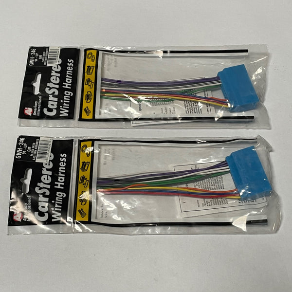 Lot of 2 American International GWH-346 Car Stereo Wiring Harness GM Made in USA