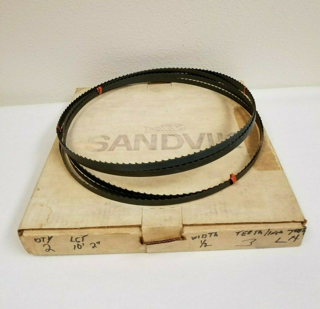 2 New SANDVIK 10' 2" Long 1/2 Width Joined Band Saw Blade Teeth 3 LH Made in USA