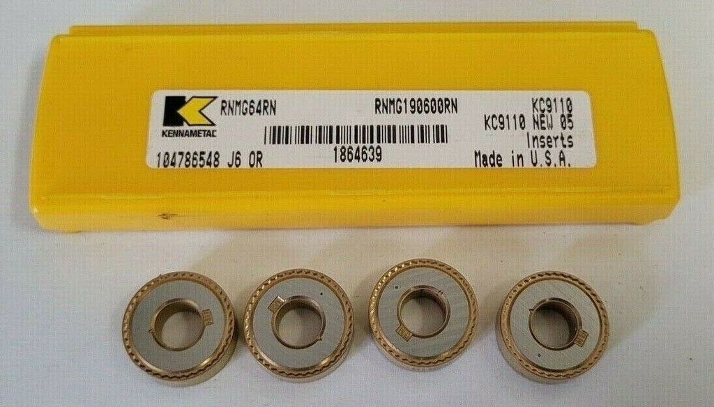 4 Pcs Kennametal RNMG64RN KC9110 Carbide Turning Inserts RNMG190600RN